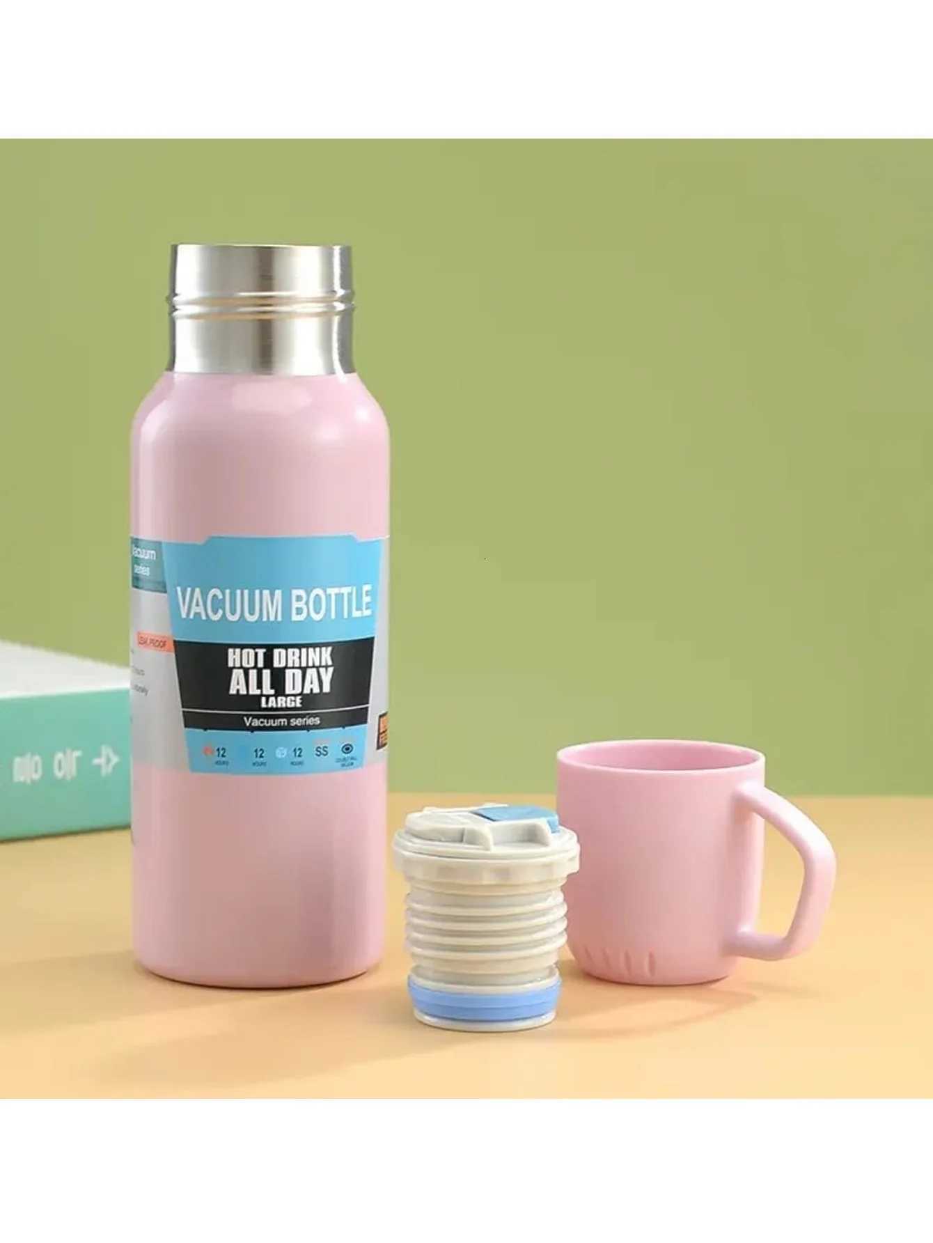 Fashionable cup Stainless steel vacuum insated bottle set with 2-cup cbination for storing cold and hot gift sets of liquid tea and coffee Y251110