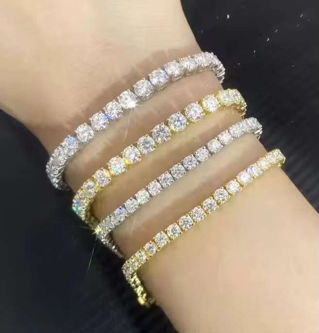Fine Jewelry Hip Hop 925 Sterling Silver Bracelet Iced Out Tennis Chain Bracelet for Men Women VVS Moissanite Diamond Bracelet