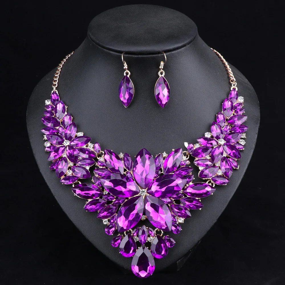 Fashion Crystal Jewelry Sets Bridal Necklace Earrings Sets Wedding Party Jewelery Dress Jewellery Decoration Accessories 250409