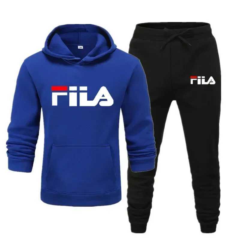 Mens hoodie set for autumn and winter hoodie and sweatpants set Hoodie with a pullover and fashionable trousers - two-piece p W251110