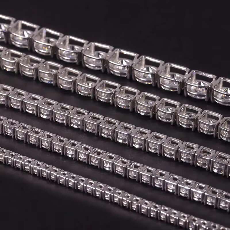 Hot Sale Tennis Chain 2mm-6.5mm 16inch- 24inch Moissanite Prong Setting With Rhodium Plated Hiphop for Man