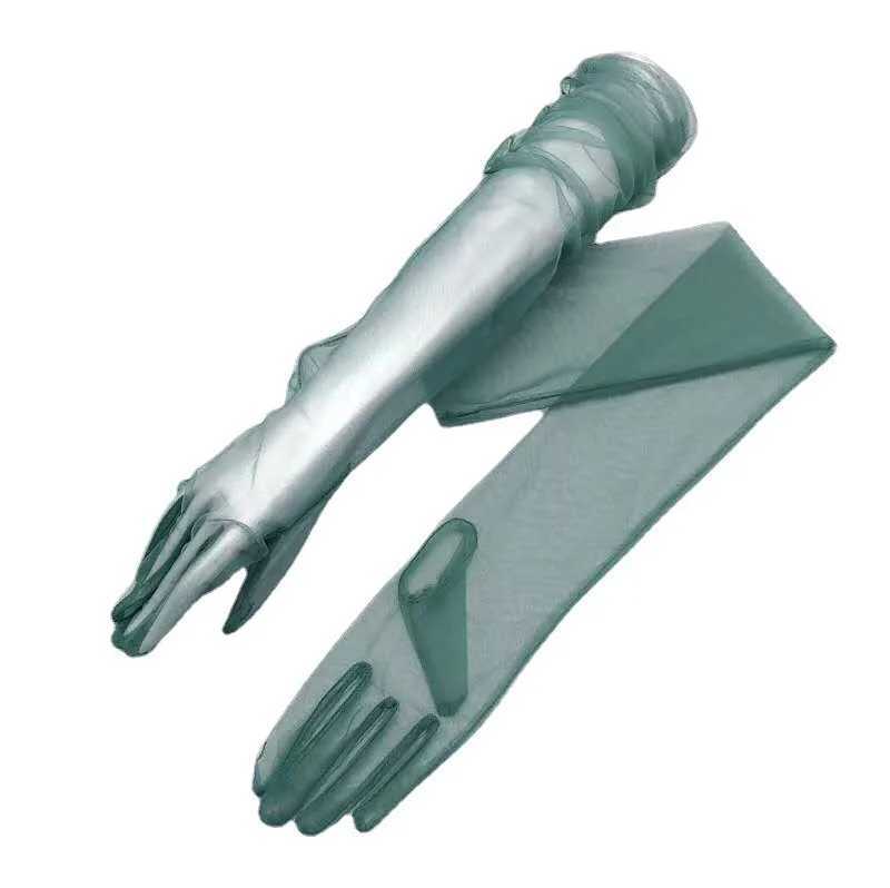 Women Long Sheer Tulle Gloves for Bridal Wedding Accessories Party Transparent Finger Gloves L251110