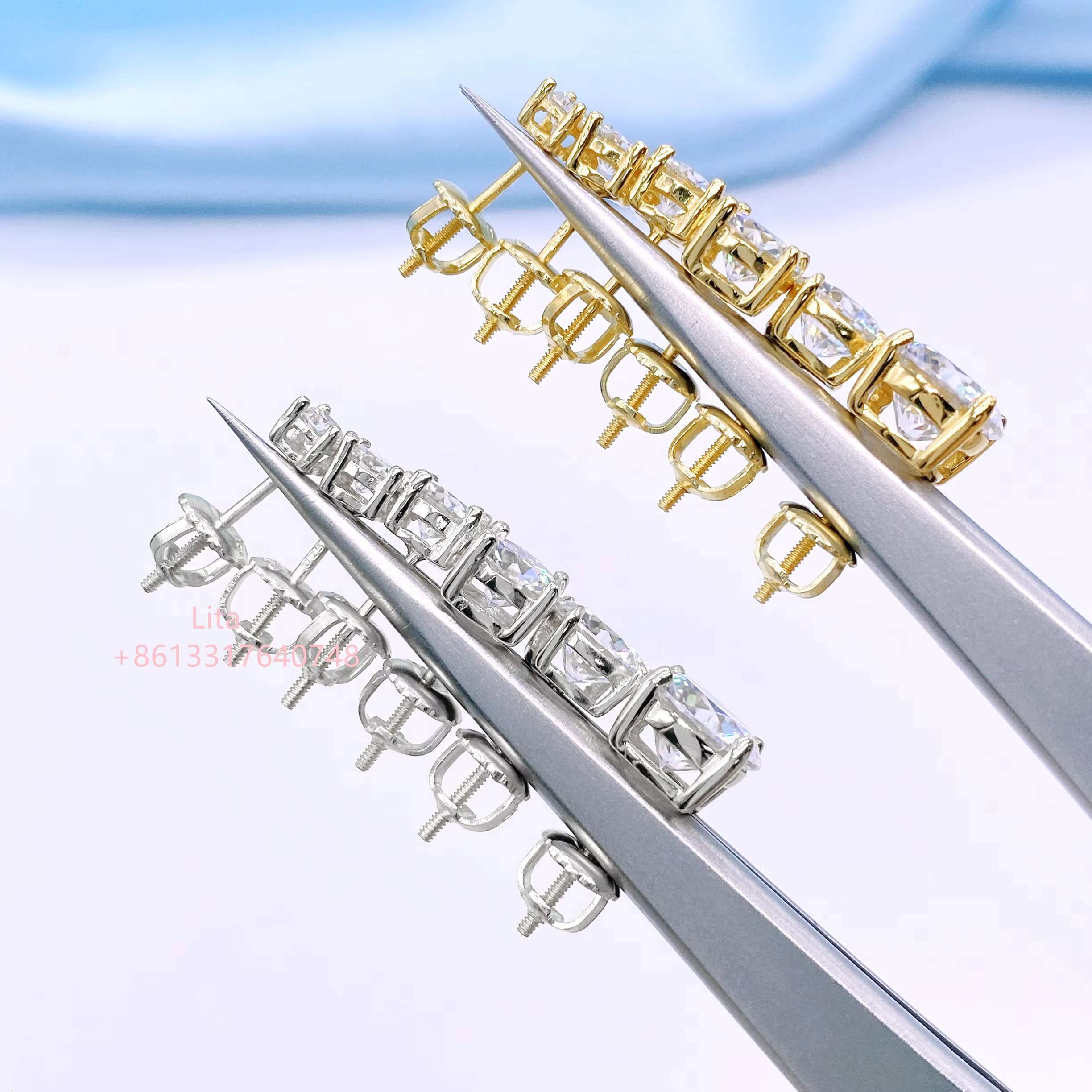 Wholesale Price 0.5ct 1ct 2ct Moissanite Earrings 925 Sterling Silver Screw Back Moissanite Stud Earring