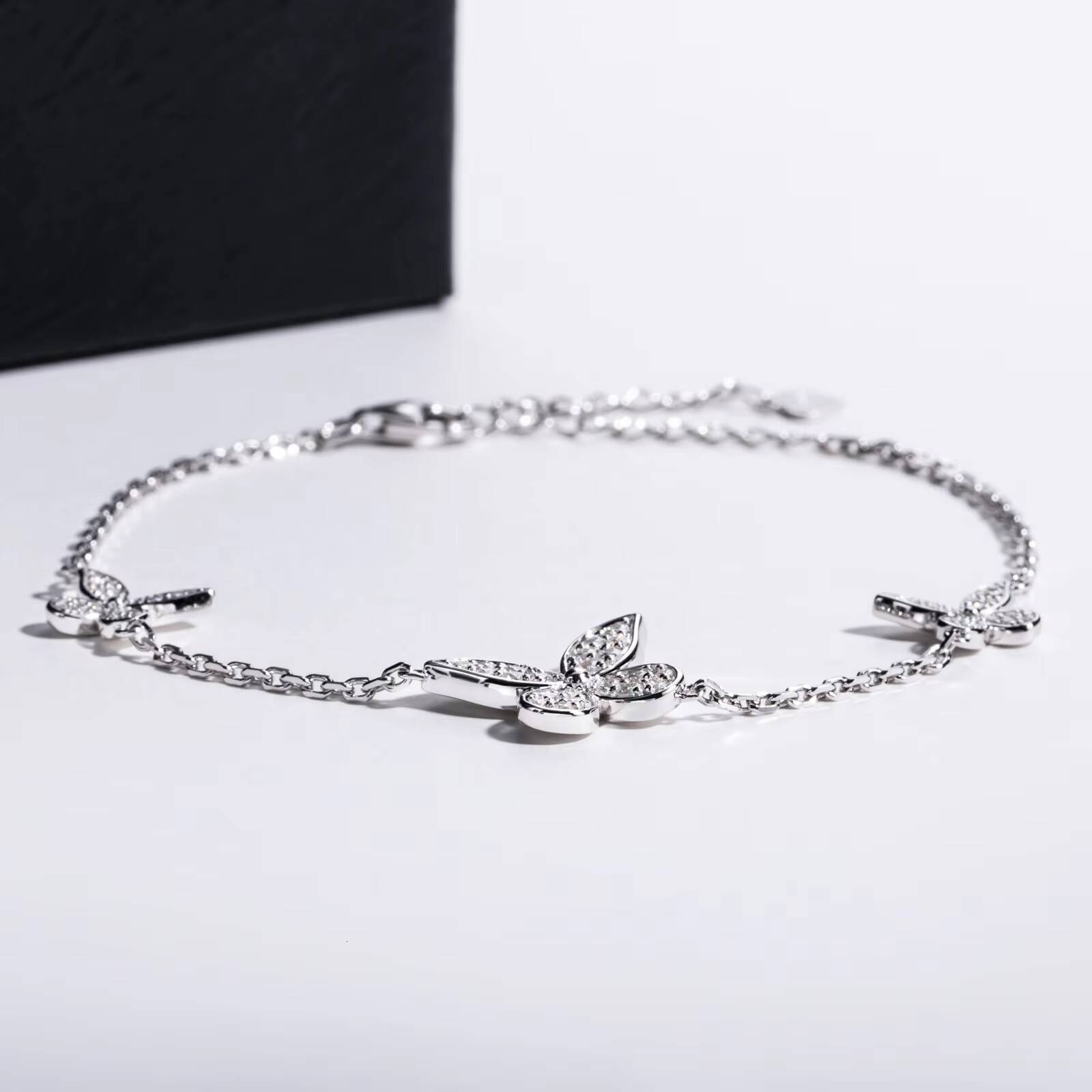 Fashion New Trend Butterfly 925 Sterling Silver Vvs Moissanite Fine Anklets Chain Leg Bracelet for Women