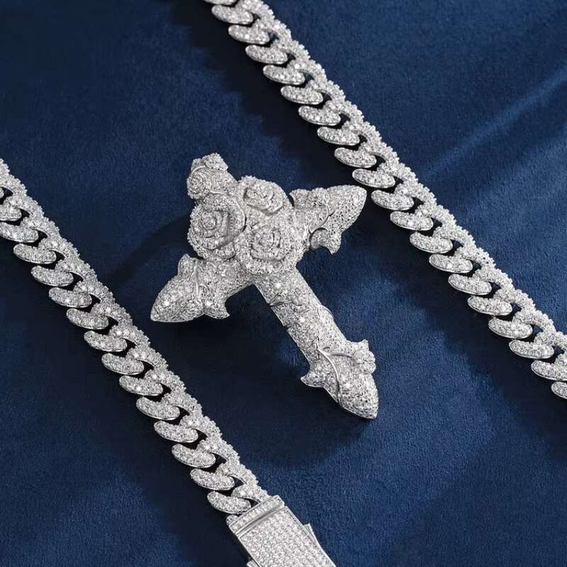 VVS Moissanite Diamond Cross Pendant 925 Sterling Silver Jesus Cross for Necklace Men Women Fine Jewelry Charm