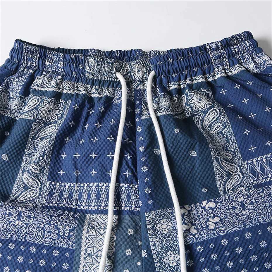 Mens Hawaiian board shorts streetwear Paisley printed casual shorts mens Harajuku summer quick drying breathable knee pants X250410