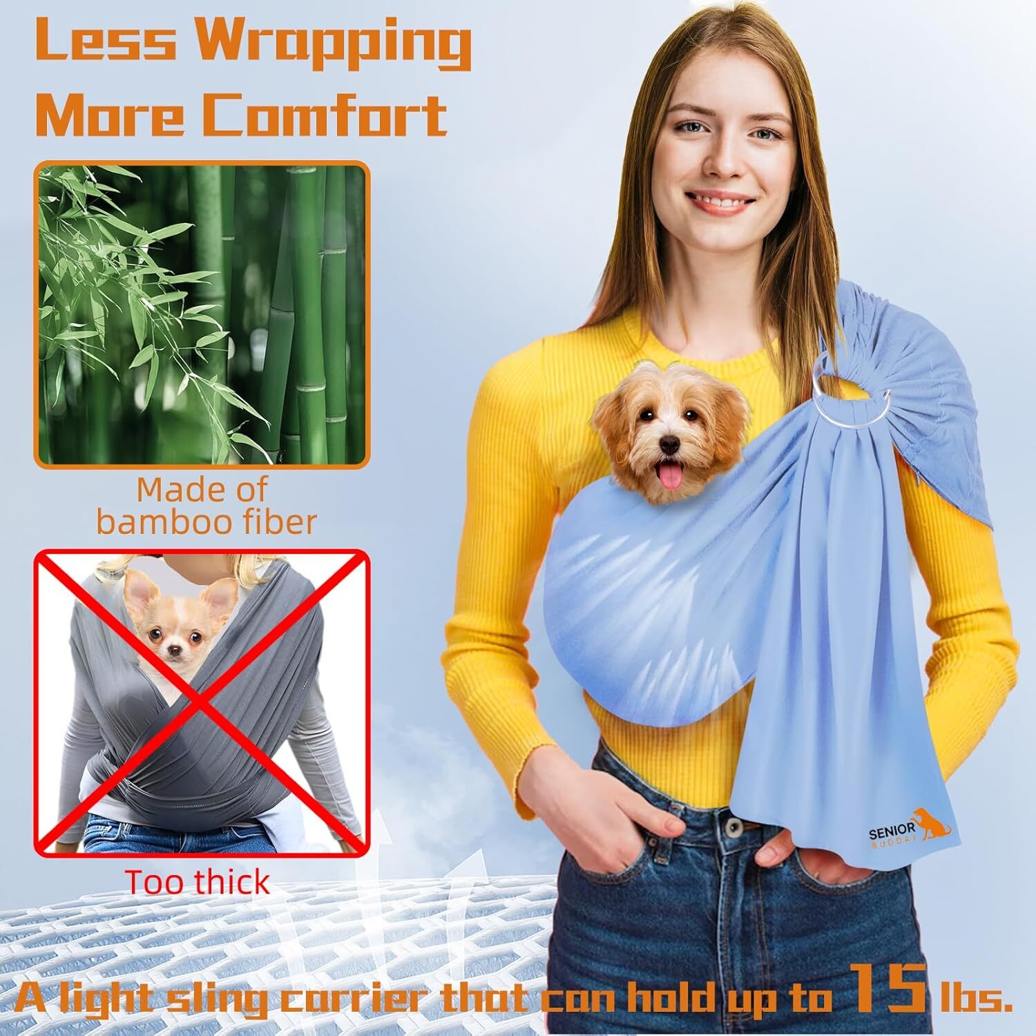 Puppy Strap Strap, Pet Carrying Strap Front Bag, For puppies/cats weighing no more than 10 pounds (approximately 4.5 kilograms), Soft Cotton, Adjustab
