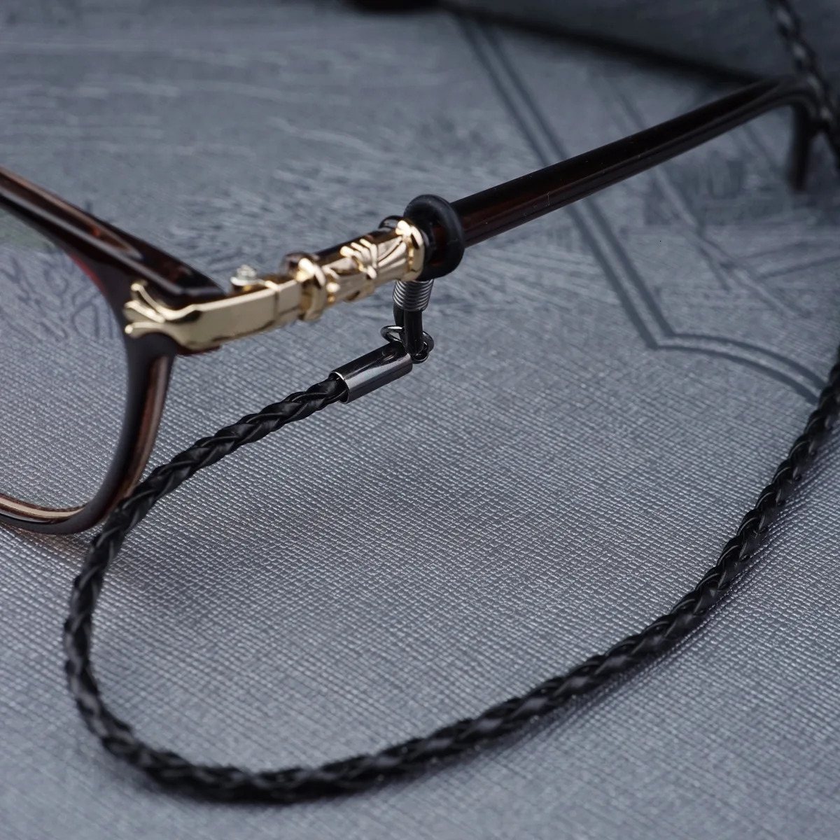Thick twisted sunglasses leather rope chain multicolor reading glasses outdoor sports anti slip accessories 250410