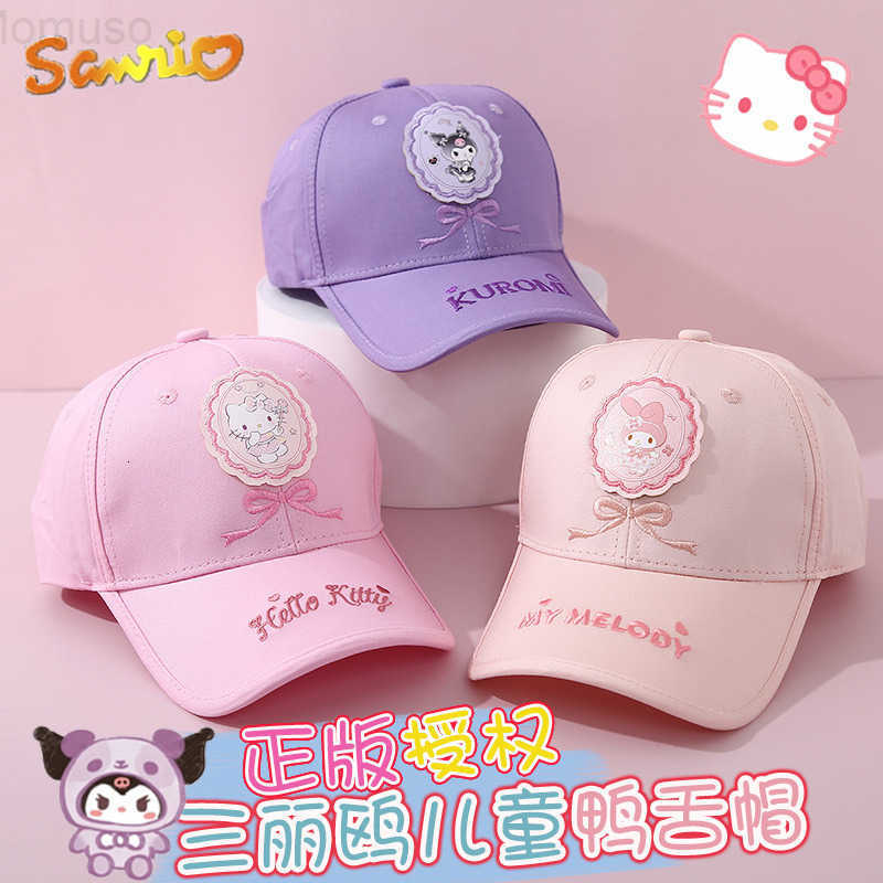 Sanrio Authentic Childrens Baseball Cap Summer Hard Top Cap for Girls Kuromi Hat Boys Thin Style H251110