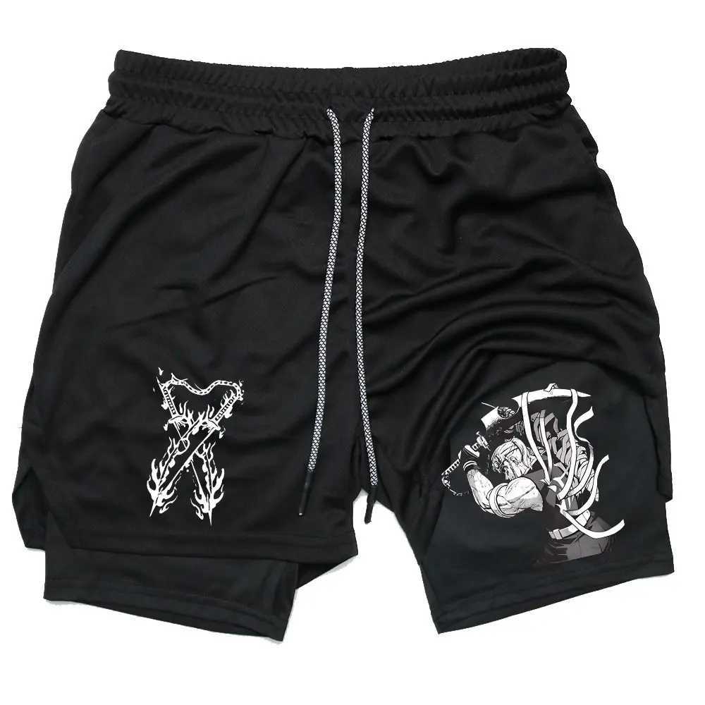 Mens Performance Shorts Anime Devil Killer Gym Shorts Summer Sports Fitness Exercise Running Uzui Tengen Printed Shorts X250410
