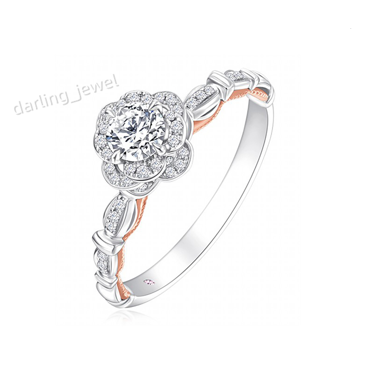 Fashion Jewelry 0.3 Mosanite Castle Rose Ring Women 925 Sterling Silver Moissanite Diamond for Engagement Ring