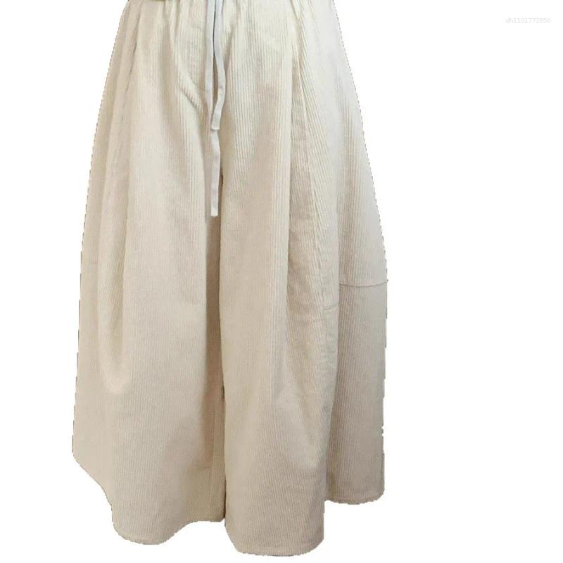 Women's Pants Slimming Effect Corduroy Wide Leg Nine-Tenths Women Casual Style High Waist Polyester Fiber Comfortable Autumn Arrival