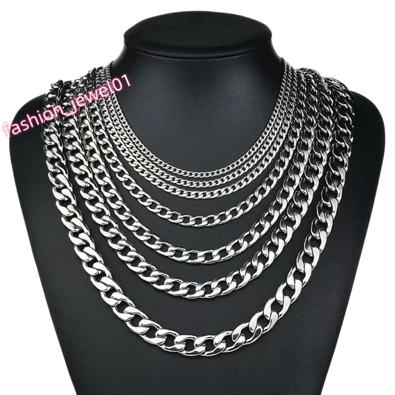 HNSP 316L Stainless Steel Cuban Chain Necklace For Men Male Jewelry Accessories