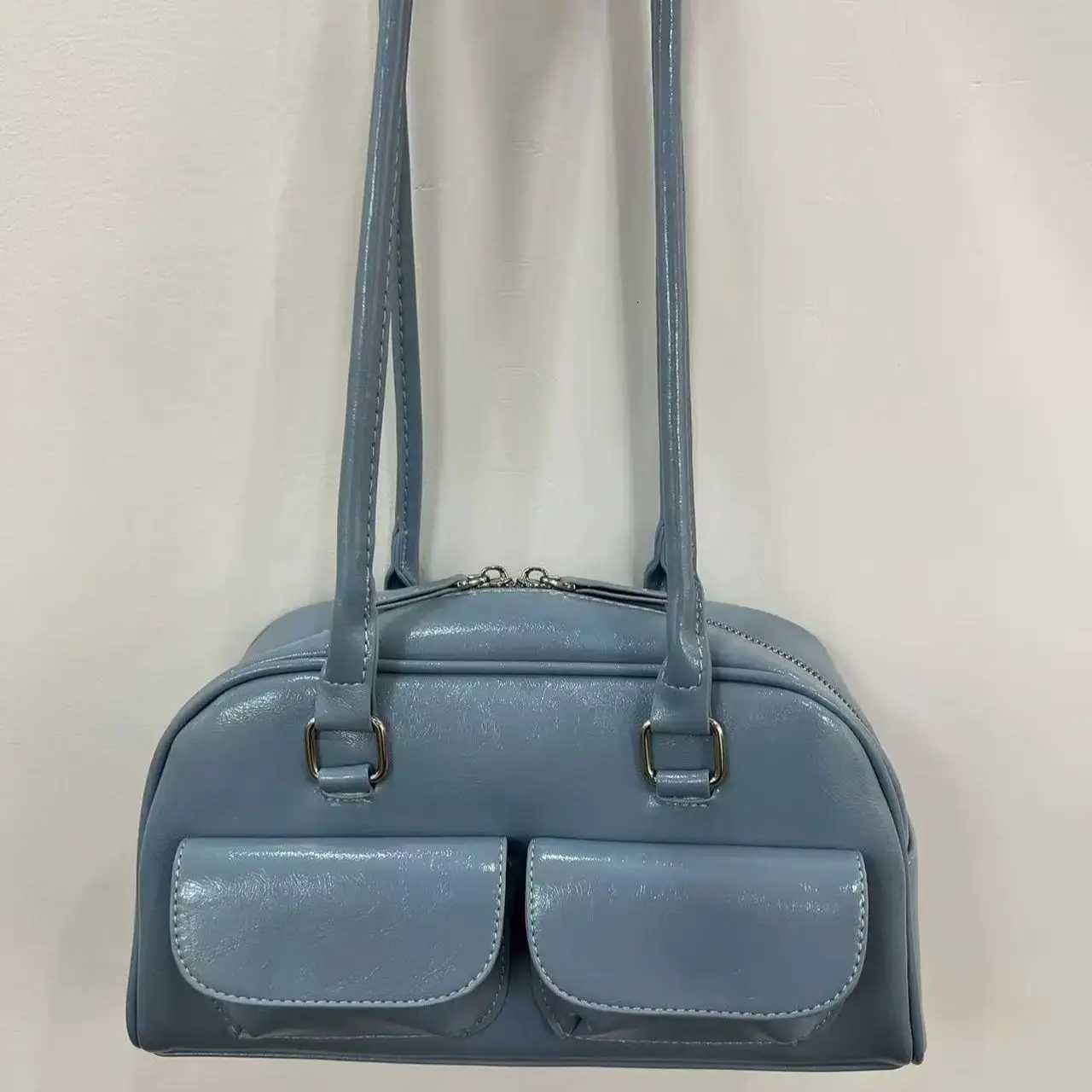 Lux Trendy Street Standoil Korean INS Style Bowling Box Handbag for Women Boston Tote Bag Pu Leather Bag Female Accessory K251110