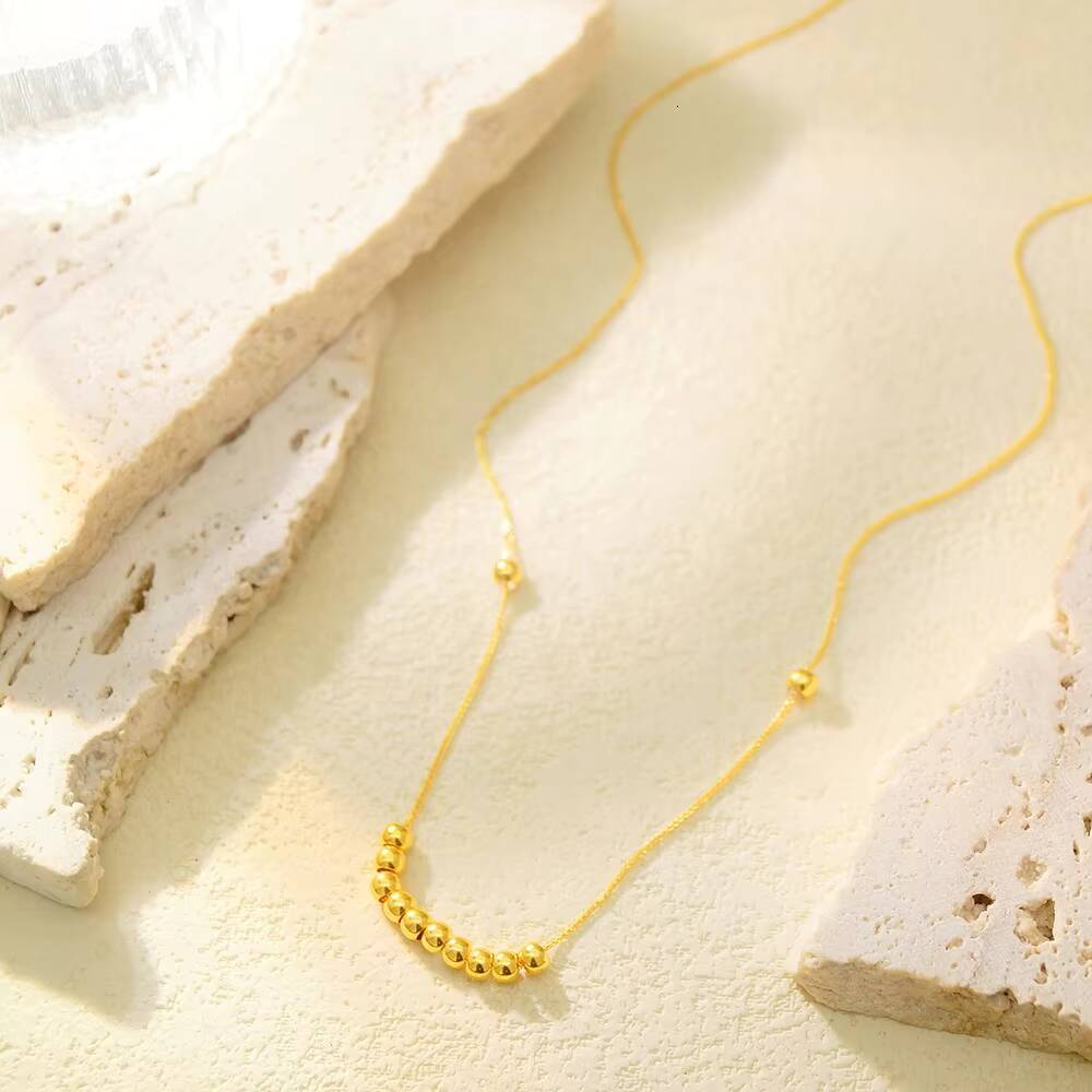 Hot Selling Genuine Gold Fashion Design AU750 Chain 18k Gold Beads Chain Necklace Wholesale