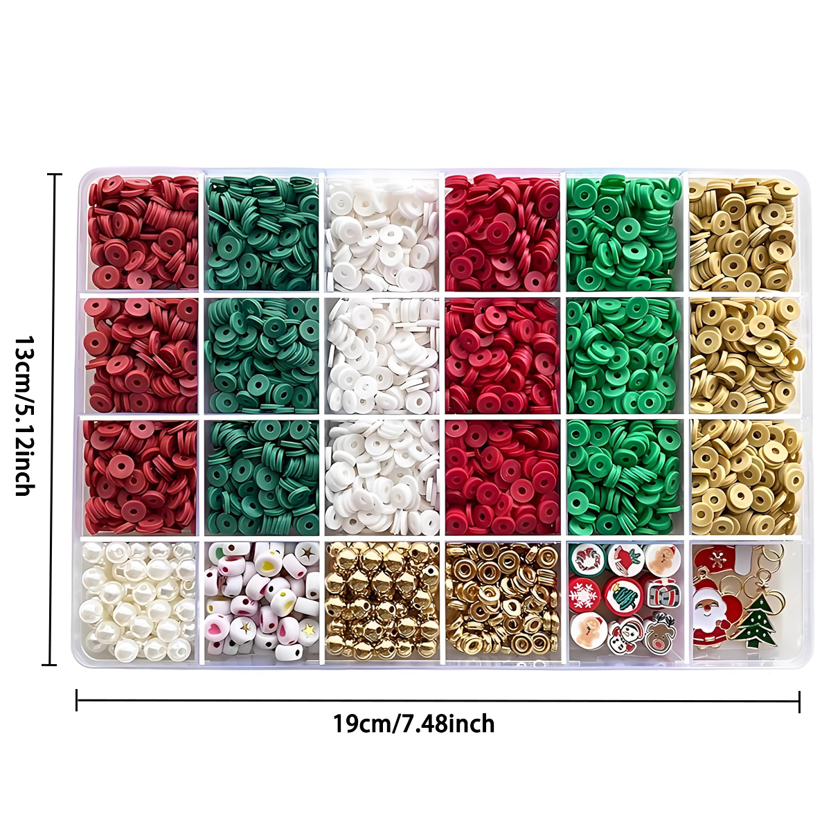 Holiday Jewelry Craft Kit - 3000+ Soft Clay Beads, Christmas Pendant & Flat Beads, Suitable for DIY Bracelets, Jewelry & Gifts