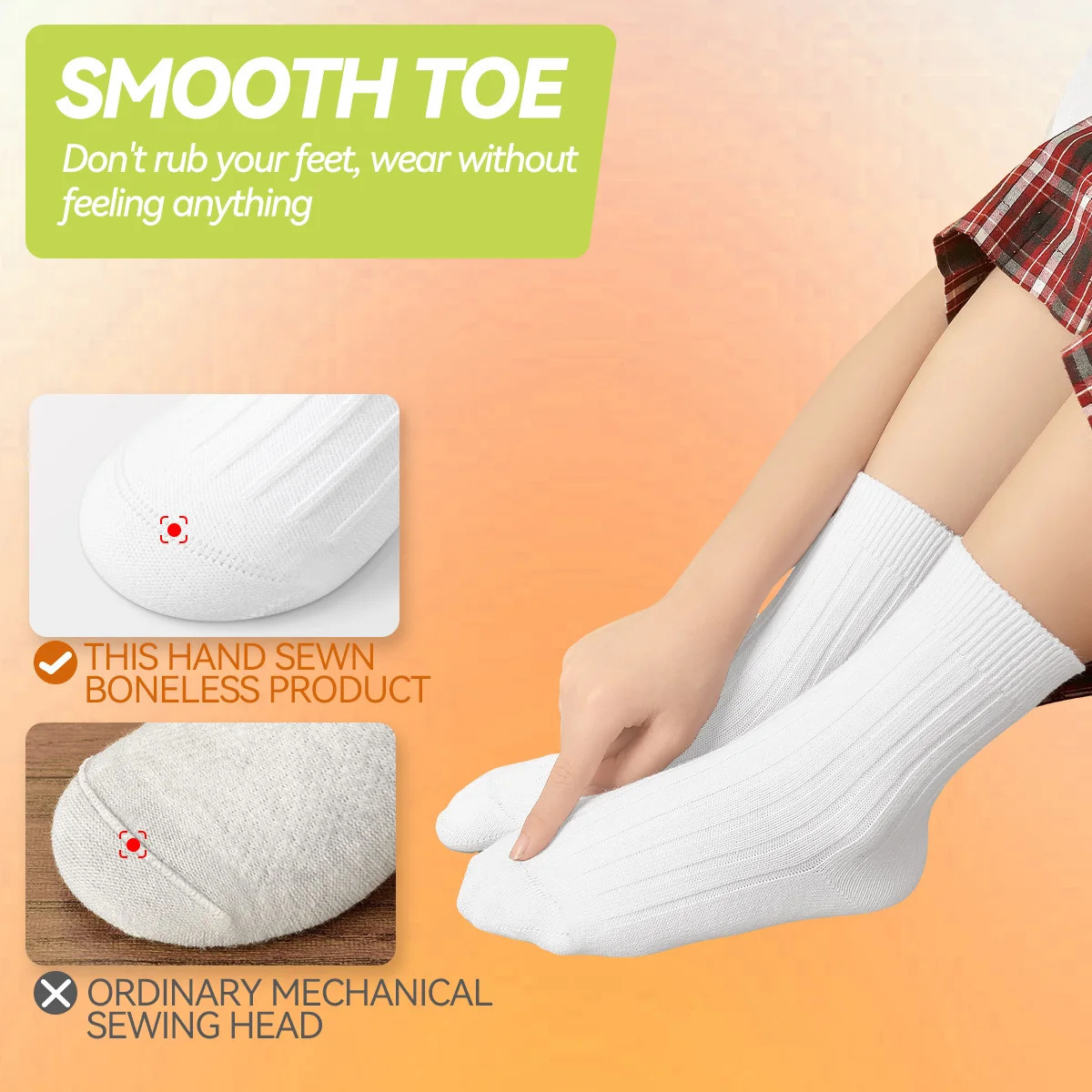 Winter Thickened 100 Cotton Double Needle Ribbed Boneless Mid-Calf Socks for s Teen Students - School Home Sports Wear 251106