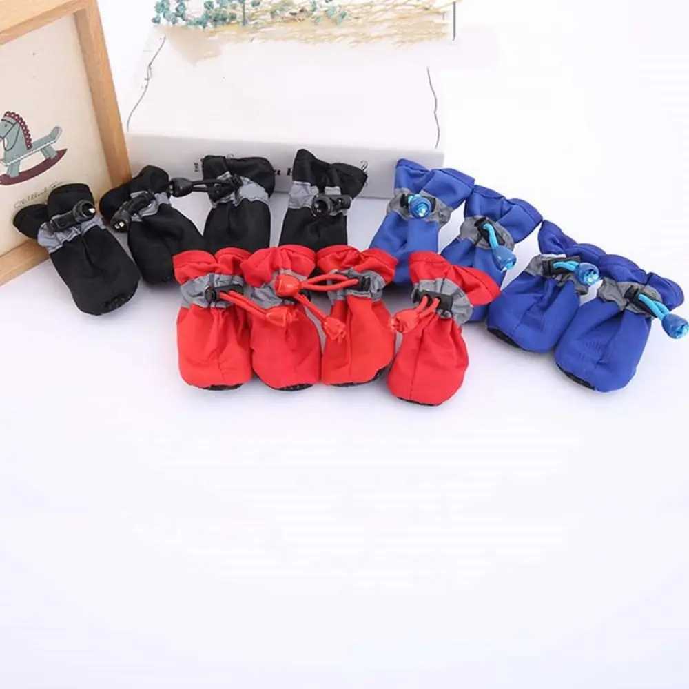 4 Winter Pet Dog Shoes Warm Snow Non slip Boots Fur Puppy Socks Pet Rain Shoes T2504010