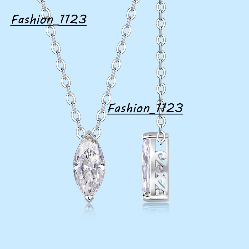 Fashion Design Marquise Cut Moissanite Pendant Necklace VVS White Moissanite S925 Silver Elegant Women Necklace