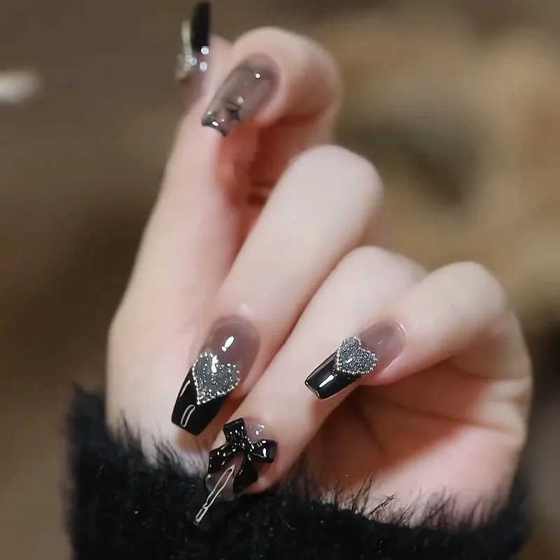 24 pieces/box Hot Girl Wear Wholesale Bow Hot Girl Nail Art Fake Nail W250410