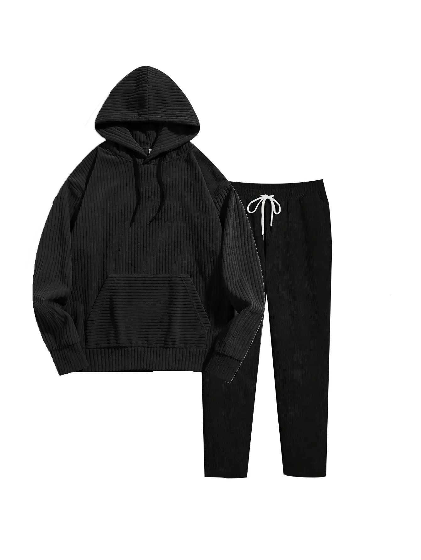 Mens fall/winter corduroy set must-have Thick warm neat fit Stylish for outings/work one set for easy outfits W251110