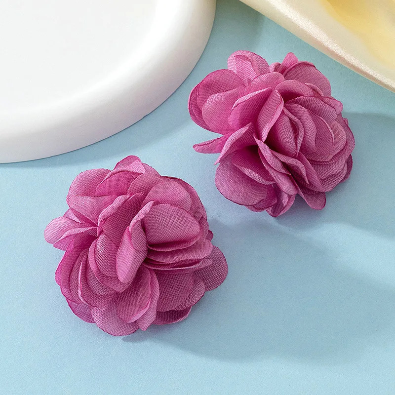 Stud Earrings For Women Elegant Temperament Large Size Rose Flocking Cloth Ear Accessories Fashion Jewelry Party Holiday AE252 250409
