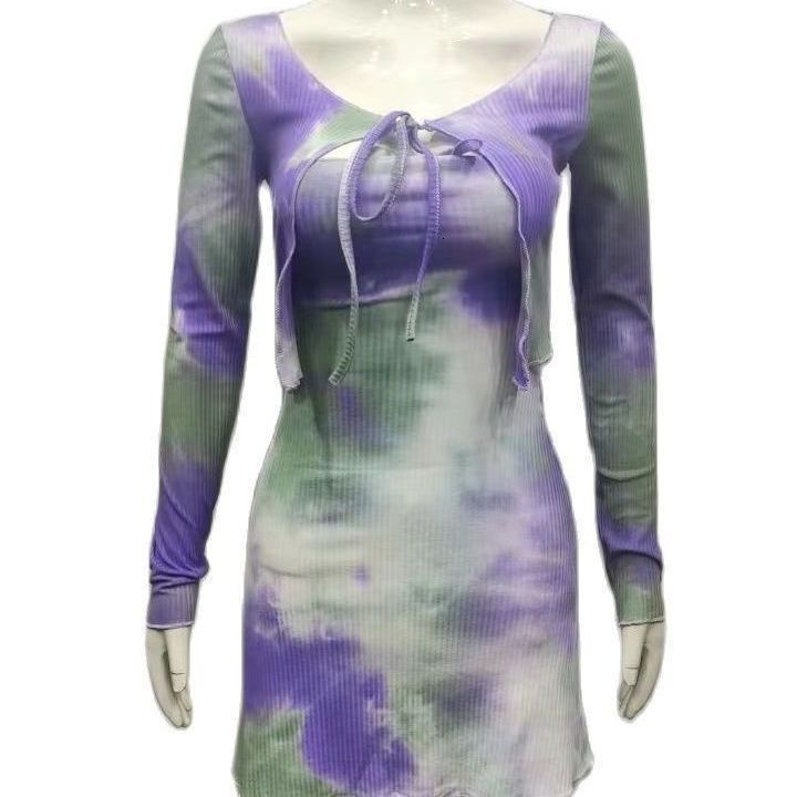 Wind 2025 Autumn New Women's Wear ins Lace up Short Style Outfitting Hanging Strap Waist Wrap Hip Dress Set