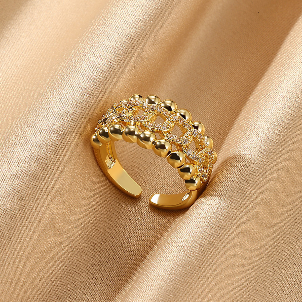 Cross-border Fashion Ring Hot Selling Copper Plated 18K Gold Colorful Designer Ring Zircon Ring Luxury Simple INS Style Leaf Ring Jewelry Wholesale