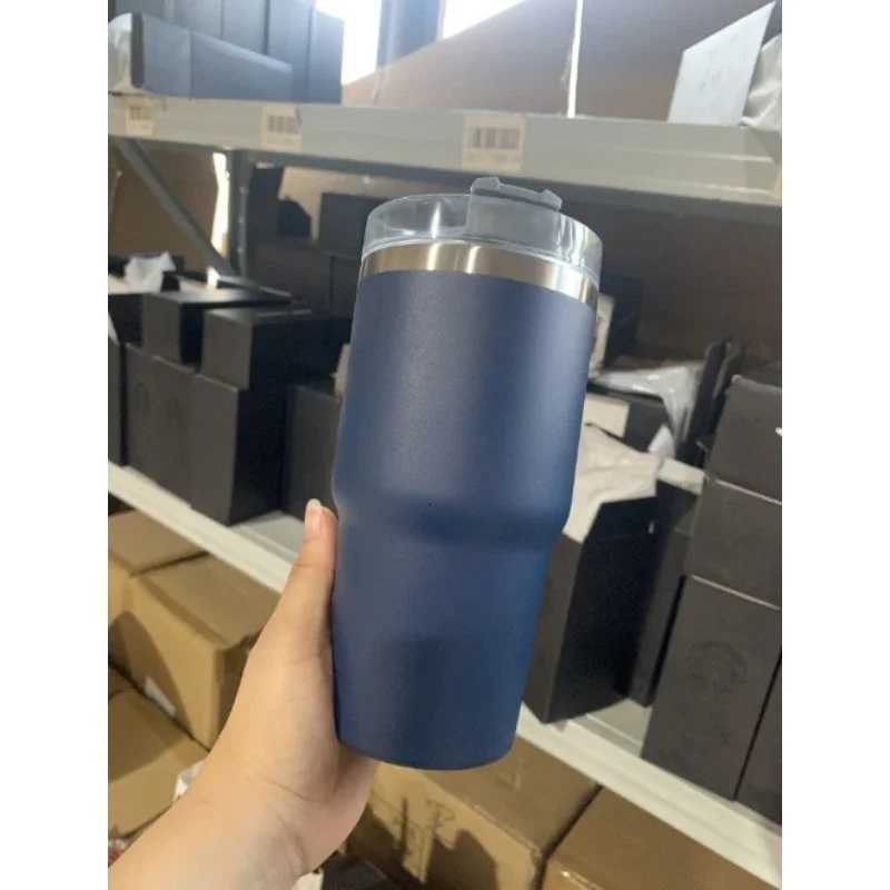 Fashionable cup 304 stainless steel insated cup convenient 591ML large-capacity straw coffee travel cup car cup Y251110