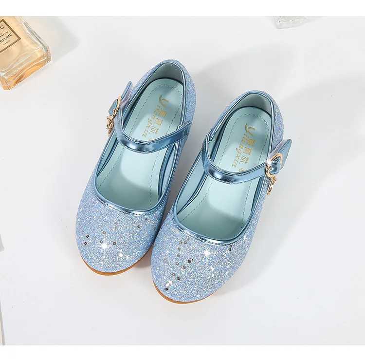 Fairy Girl High Heels Princess Shoes Halloween Role Play Children Shining Sofia Cinderella Aurora Long Hair Princess Par Dress Up Leather Shoes Z25041