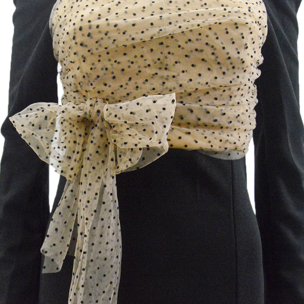 Autumn winter with polka dots waistband and sexy slim fitting new long sleeved dresses