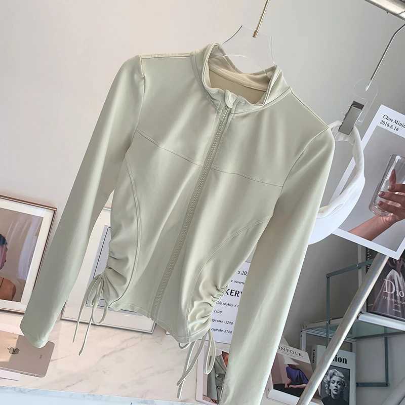 2024 womens sports jacket ultra-thin fit long sleeved side zipper top quick drying fitness outdoor running top sports jacketXJ250410