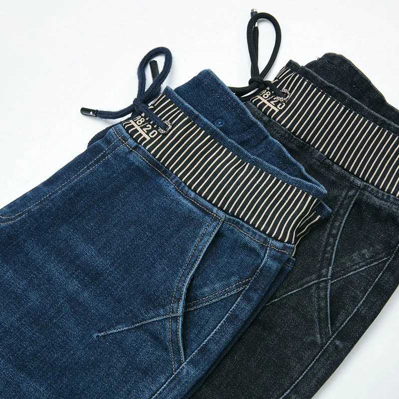 Women Elastic High Waist Straight Jeans Winter Warm Thicken Baggy Velvet Lined Wide Leg Denim Pants Korean Casual Vaqueros New C251110