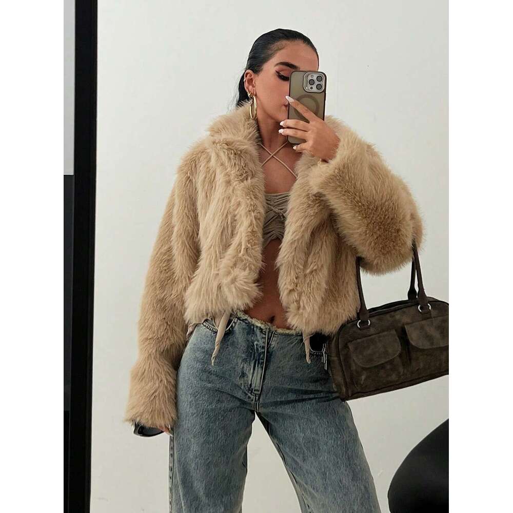 Faux New Winter Thickened Long Warm Fox Sleeve Short Fur Coat