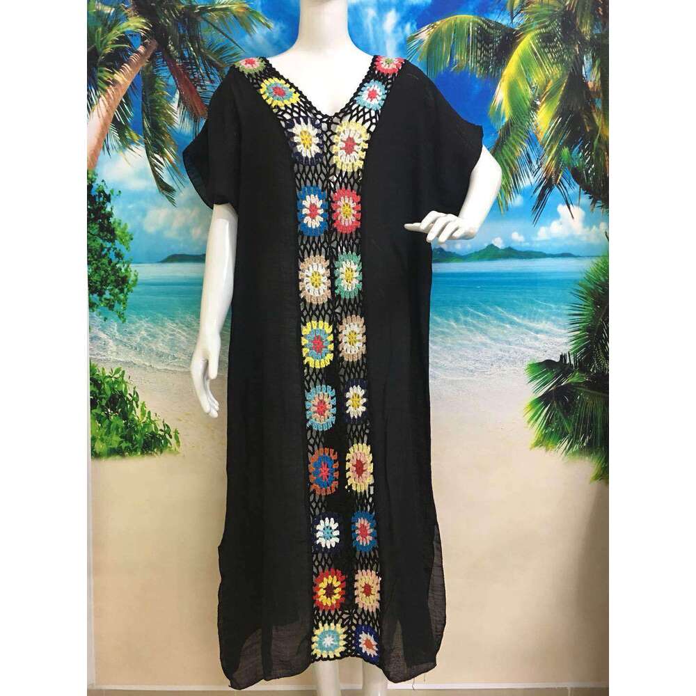 New hand hook wer spliced beach cover, elongated hollow out fashionable loose sun protection long skirt, 2025 new casual fashion trend clothing