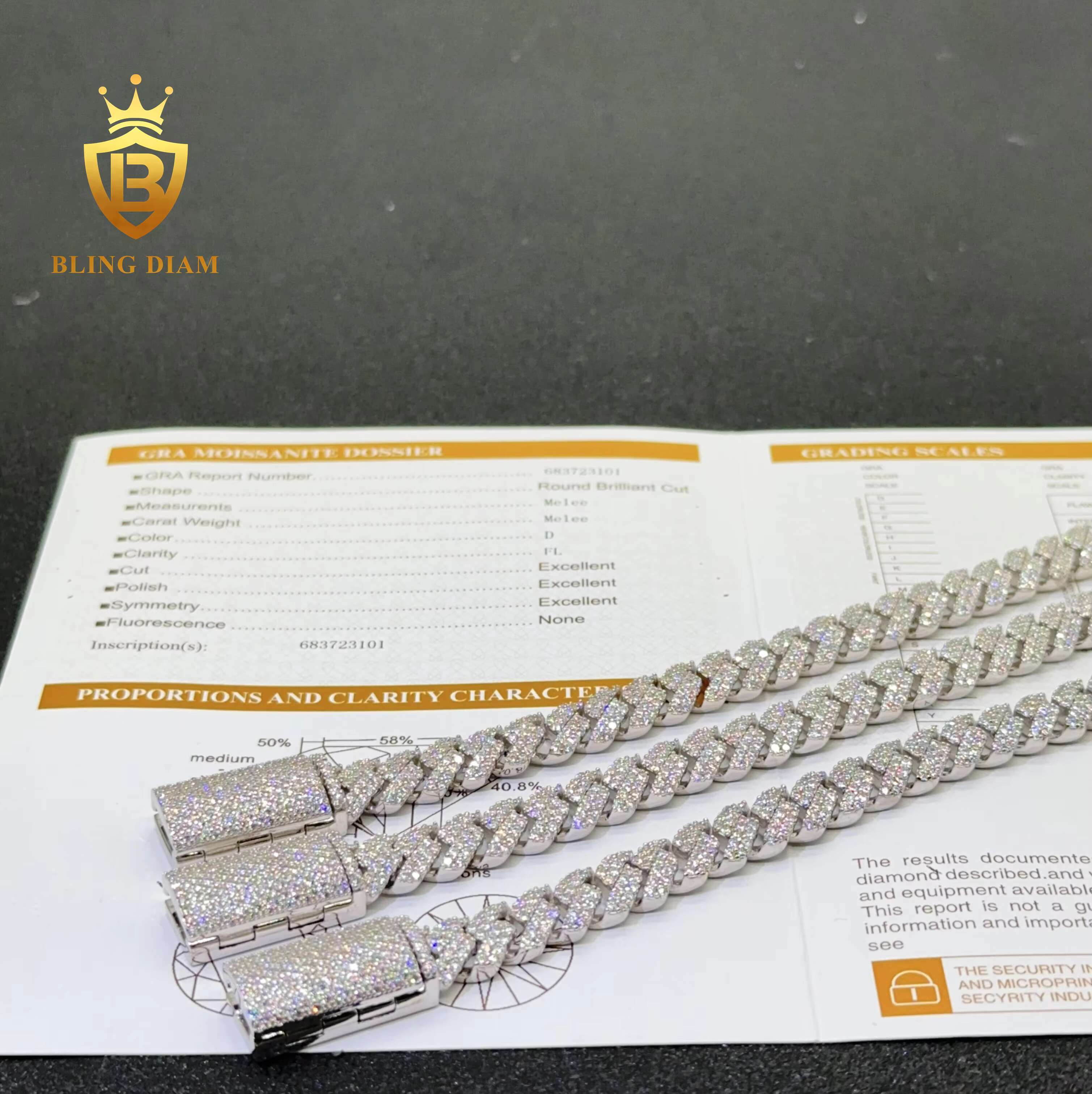 2 Row 10mm Hip Hop Cuban Llink Moissanite Sterling Silver 925 Cuban Link Chain Bracelet Pass Diamond Tester