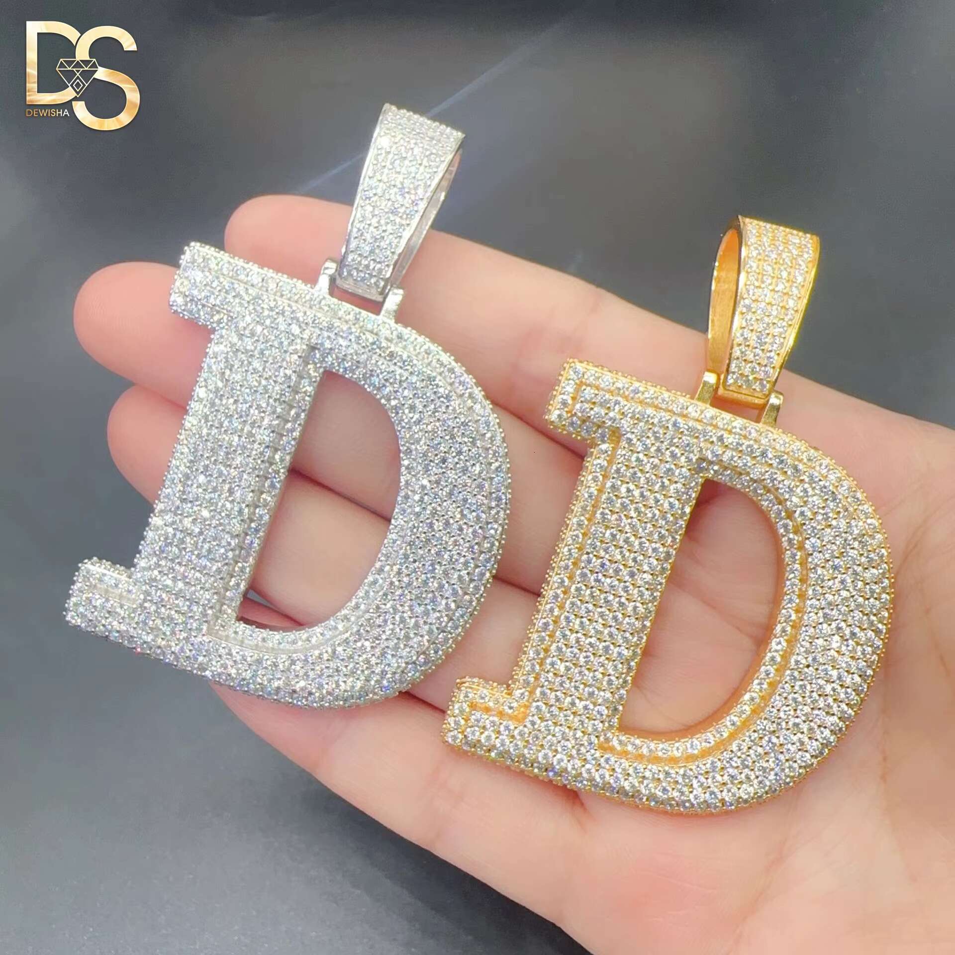 Custom High Quality Iced Out VVS Moissanite Diamond 14k Gold Plated Silver 925 Initial Hip Hop Letter D Pendant
