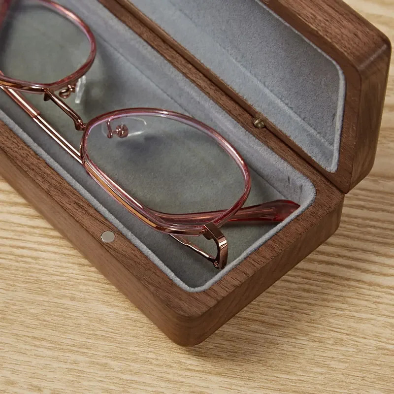 Vintage Solid Wood Glasses Box Creative Black Walnut Glasses Box Portable Myopia Business Glasses Storage Box 250409