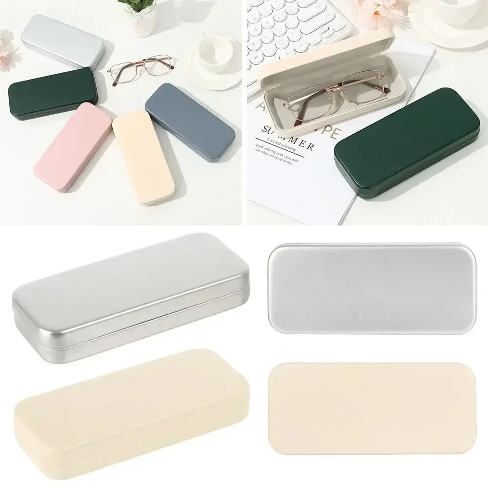 Retro solid color glasses case simple and elegant style sunglasses case glass box iron box 250409