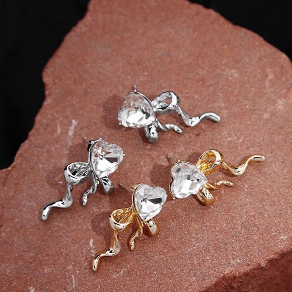 Autumn Winter Bowknot Heart Earrings for Women, Unique Design, Elegant 925 Silver Needle Studs, College Style, Exquisite Ear Jewelry