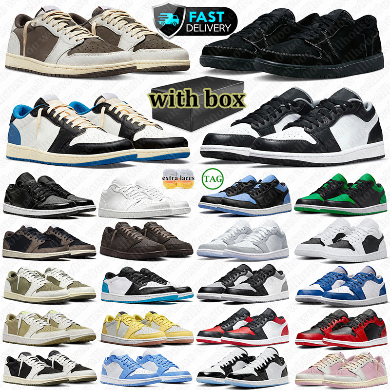 with box basketball shoes men women designer sneakers low top outdoor durable trainers athletic sports shoe black white Olive blue Brown grey size36-46
