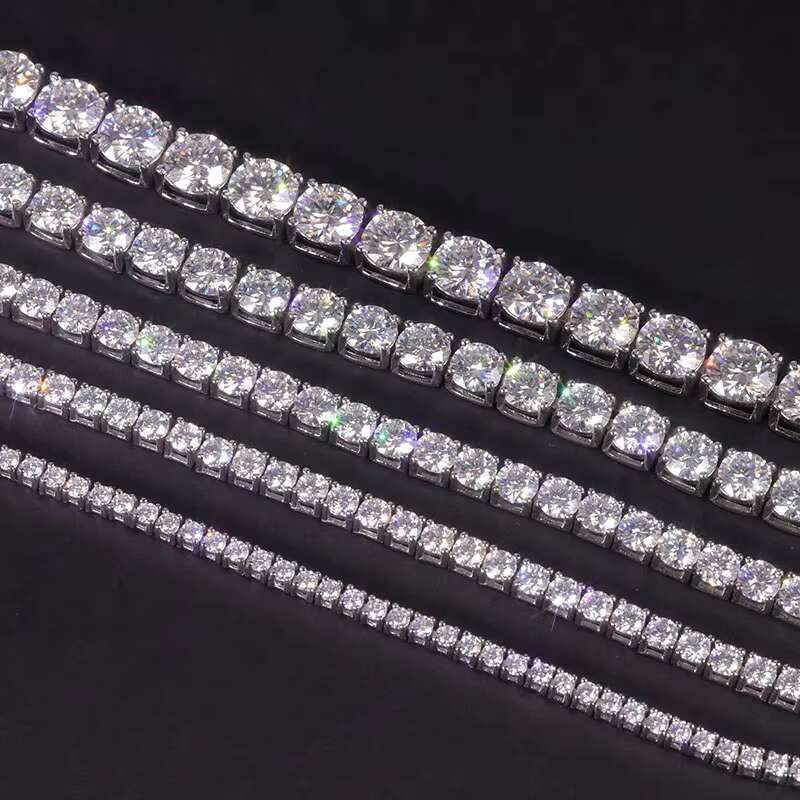 Hot Sale Tennis Chain 2mm-6.5mm 16inch- 24inch Moissanite Prong Setting With Rhodium Plated Hiphop for Man