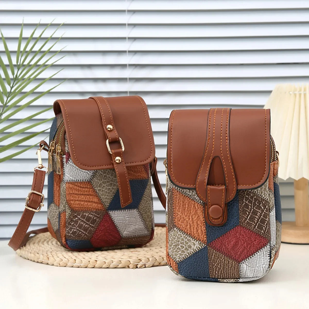 Retro Fashion Phone Purse PU Multi-Layer Simple Stylish Coin Wallet Crossbody Bag Trendy Shoulder Bag for Women R251110
