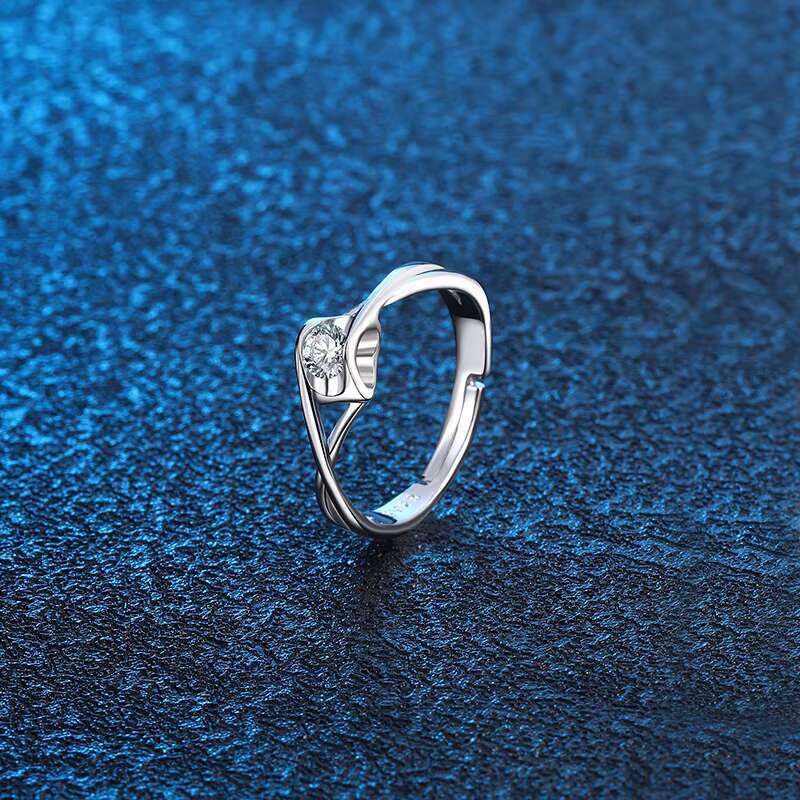 High Quality Wholesale Fashion Mosang Stone Diamond Ring Wedding Simple Ring