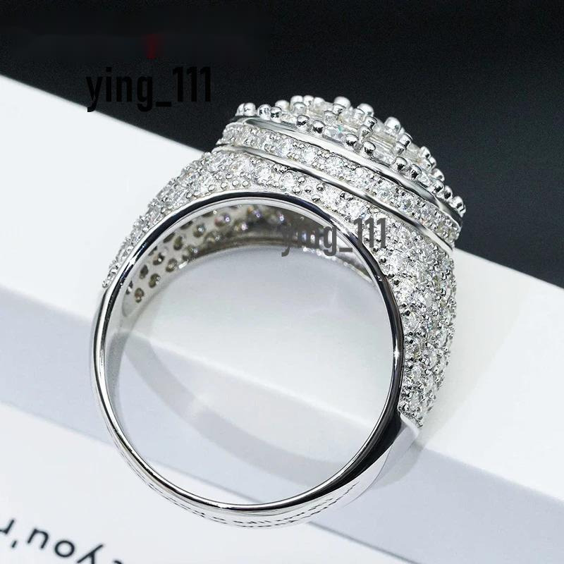 Hip Hop Full Moissanite Womens and Mens Diamond Rings Best Gift s925 Sterling Silver Jewelry Rings for Men and Women Fashion