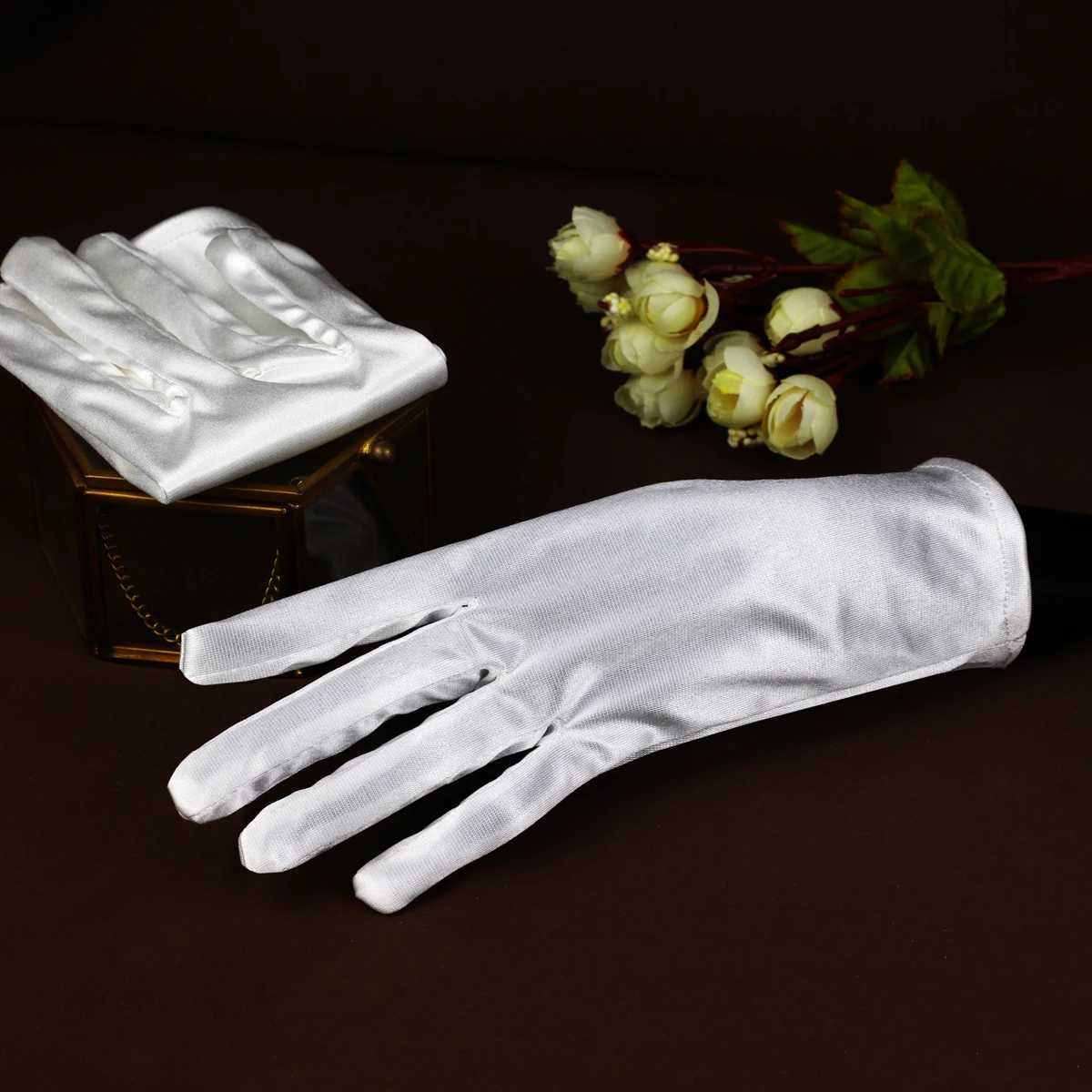 WG044 Simple Wedding Bridal White Black Gloves Satin Brides Bridesmaid Gloves Evening Party Glove for Women L251110
