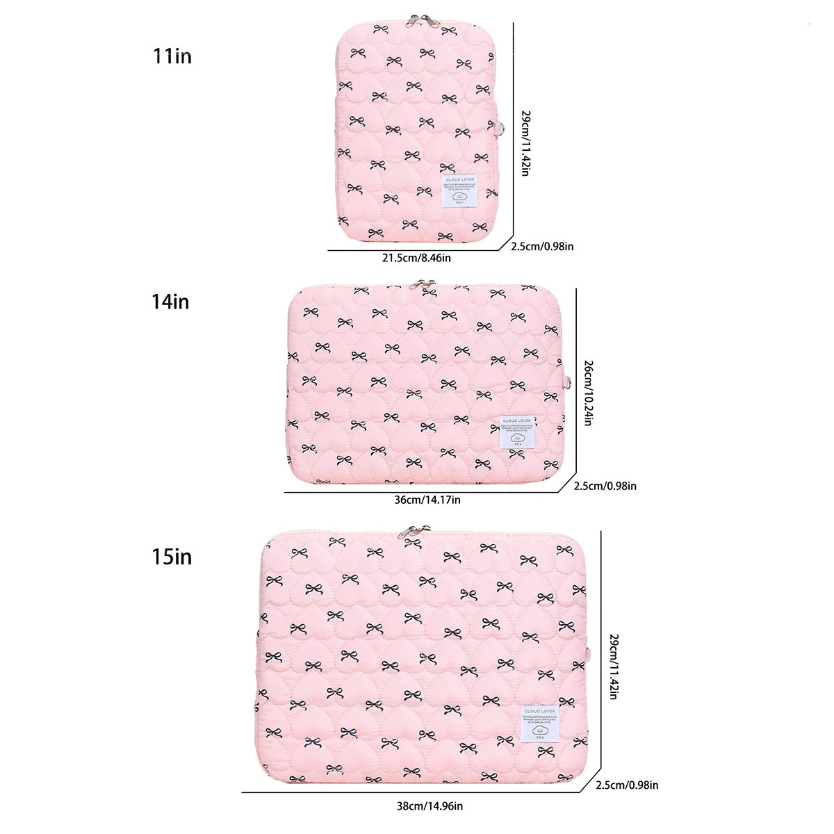 1 Pc Bow Print Love Embroidery Laptop Bag 11 Inch/14 Inch/15 Inch Computer Bag Protection Case Laptop Sleeve Computer Case Bag250403