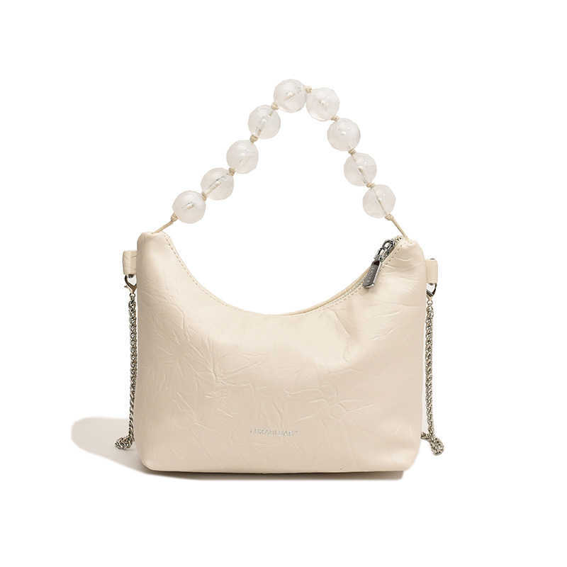 New Chinese Style Beaded Handbag Underarm Bag for Women Summer New Chain Crossbody Bag Fashion Niche Horn Bag