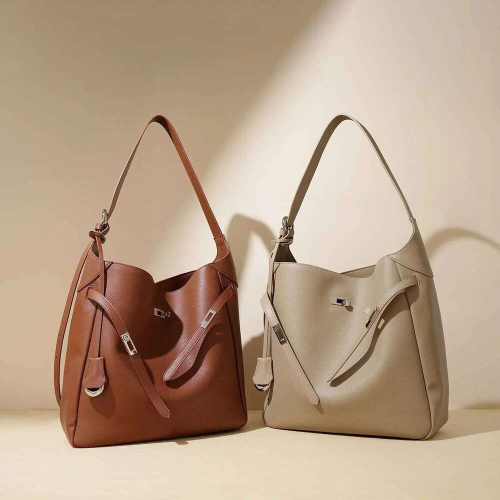 Genuine Leather Shoulder Handheld Large Underarm Fall Winter Luxury Designer Bucket Bag For Women New