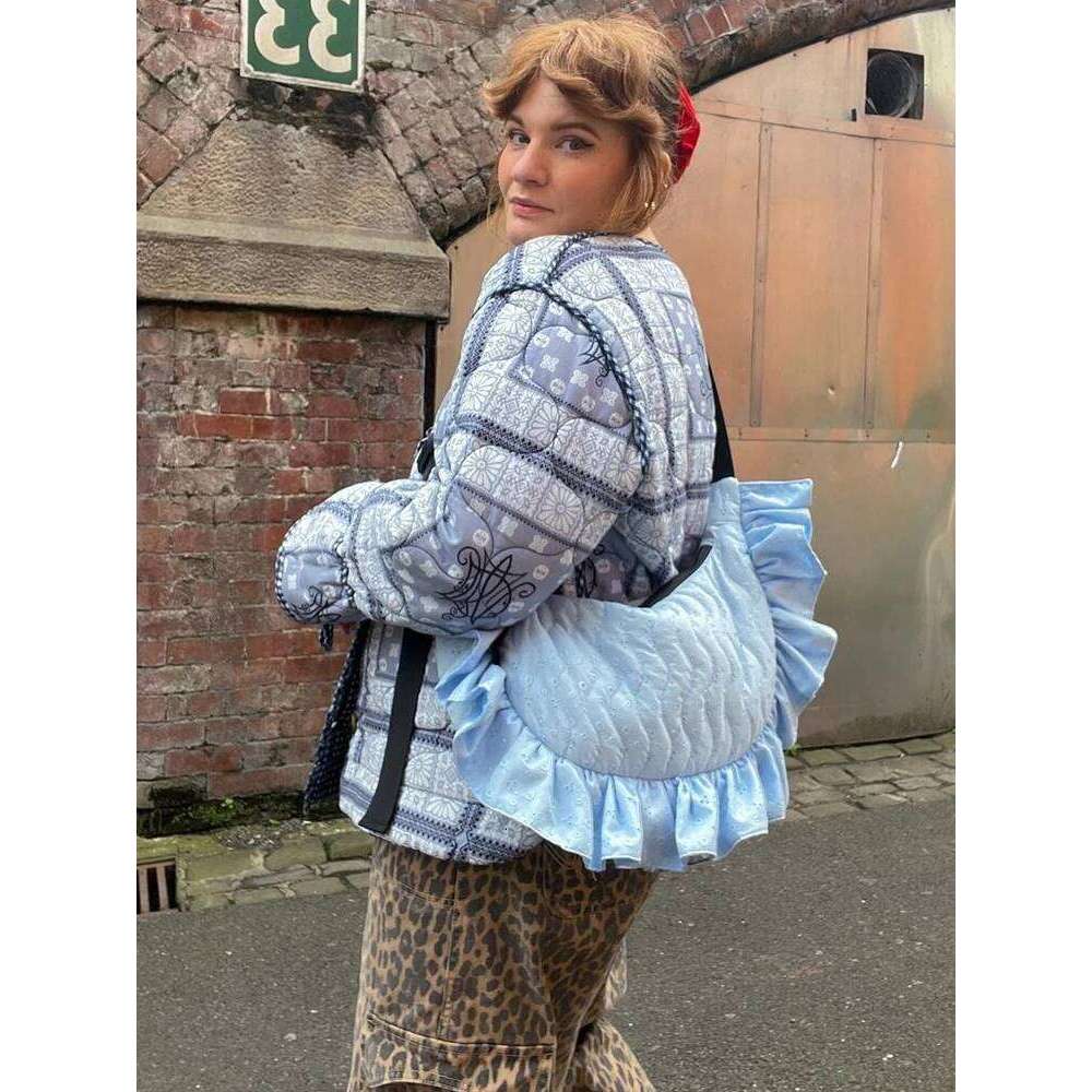 Fashion Printed 2 Side Quilting For Women Elegant O-Neck Single Breasted Loose Cotton Coat Female Autumn Winter Lady Jacket